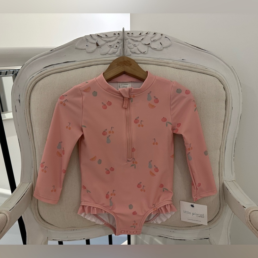 18 Mth Carter’s Little Planet Long Sleeve Baby Swimsuit Fruit Print NWT